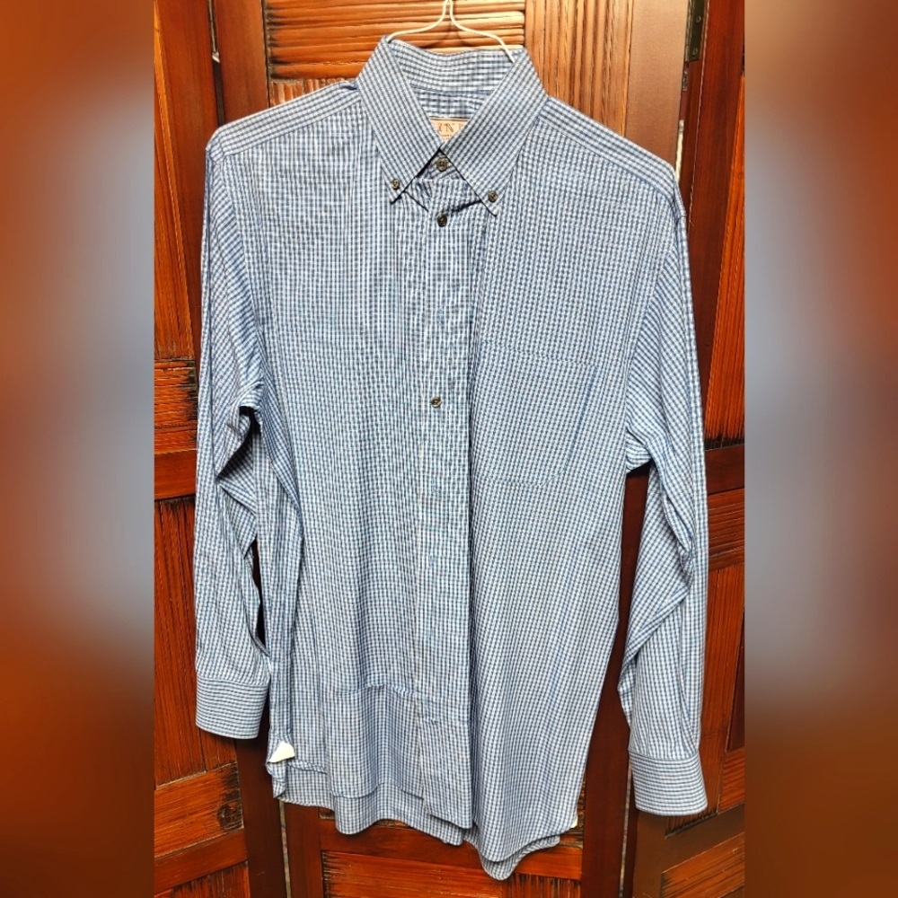 Men's Pink - Thomas Pink Jermyn Street London Blue and White Check Plaid sz 16.5